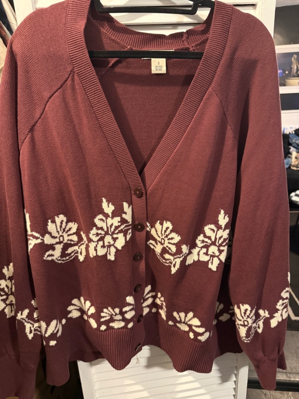 Torrid/Festi sz 3 Floral Button-Front Cardigan Sweater - Dusty Mauve